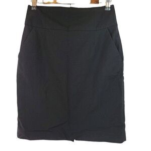 Banana Republic Black Wool Pencil Skirt Pockets 6 Womens